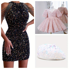 Colorful Velvet Sequin Fabric Glitter And Embroidery DIY Sewing Material