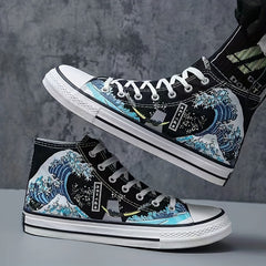 Canvas High Top Printed Lace Up Walking Shoes