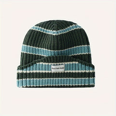Striped Warm Knitted Beanie Hat Winter Soft Warm Ear Protection Casual Cap