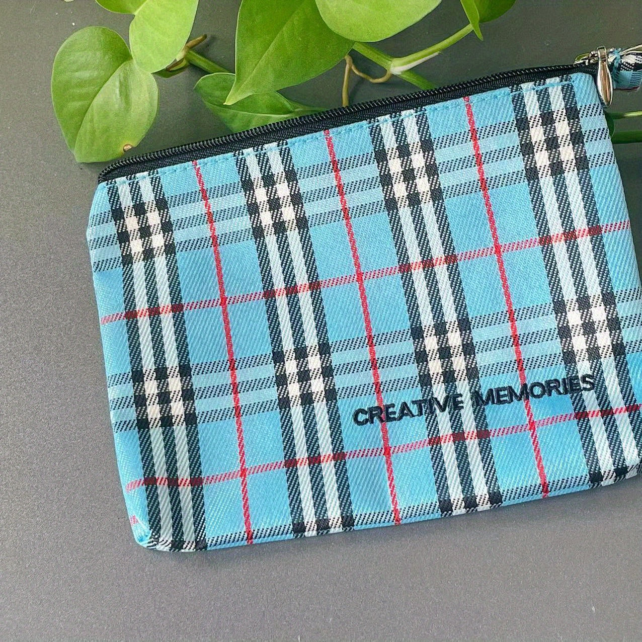 Men's Plaid Clutch Bag Business Card Zipper Coin Purse