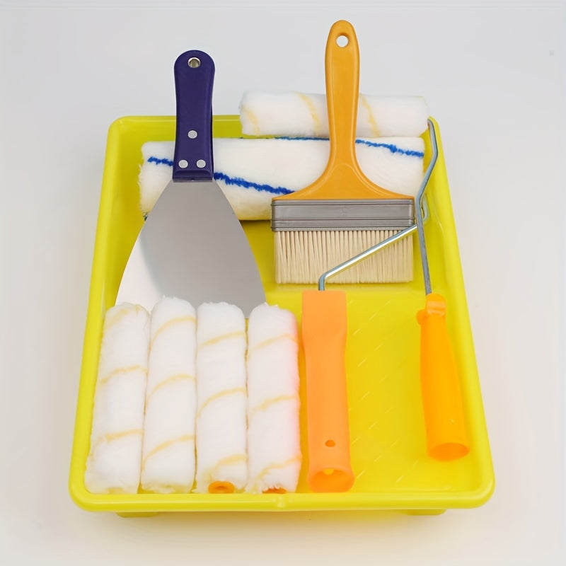 Paint Tool Set Roller Tray Stainless Steel Putty Latex Brush Coating House
