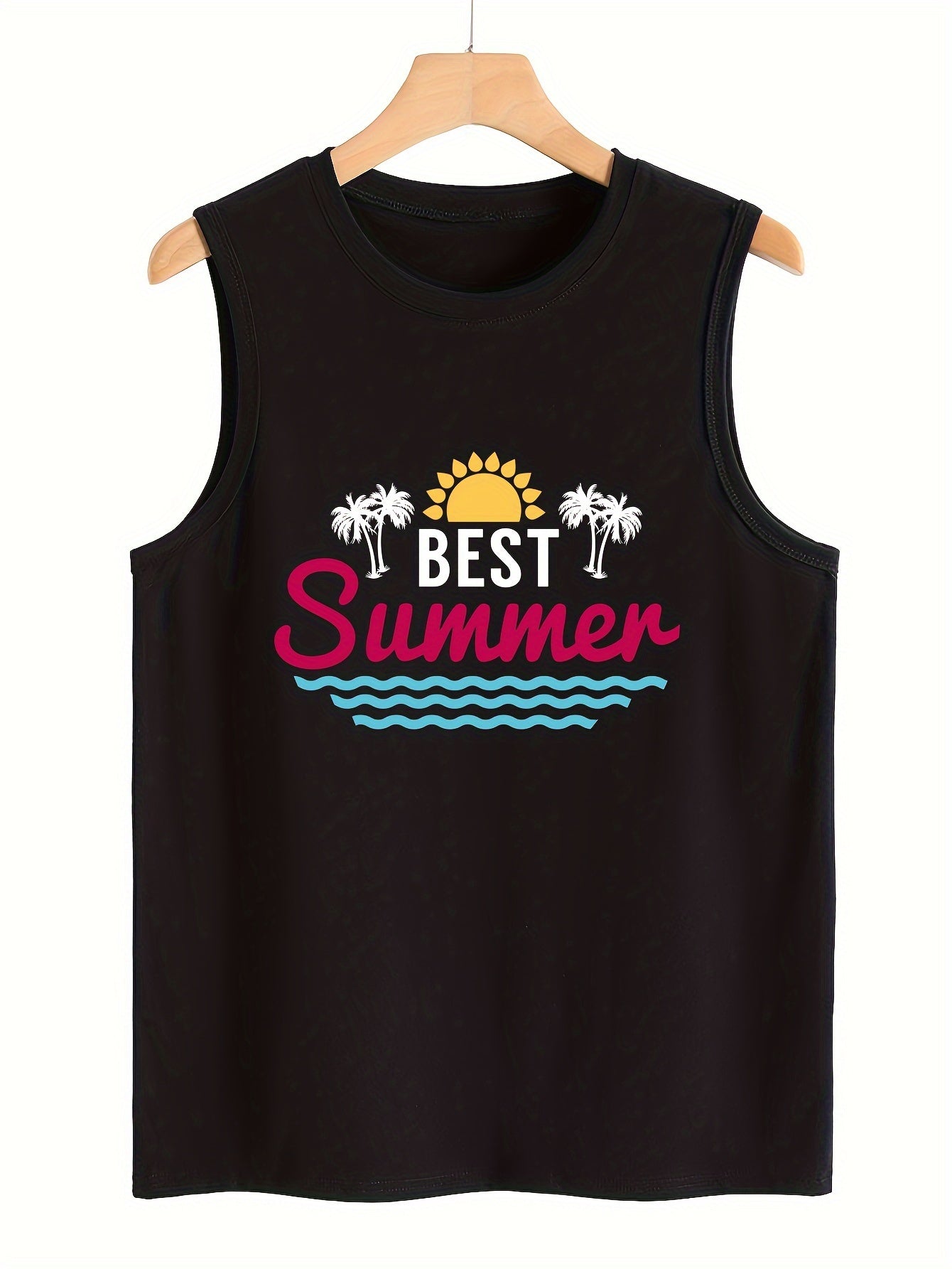 Coconut Tree & Sun Pattern Stretchy Sports Vest Women's Activewear