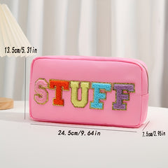 Waterproof Zipper Cosmetic Bag Embroidery Letter Coin Purse Organizer