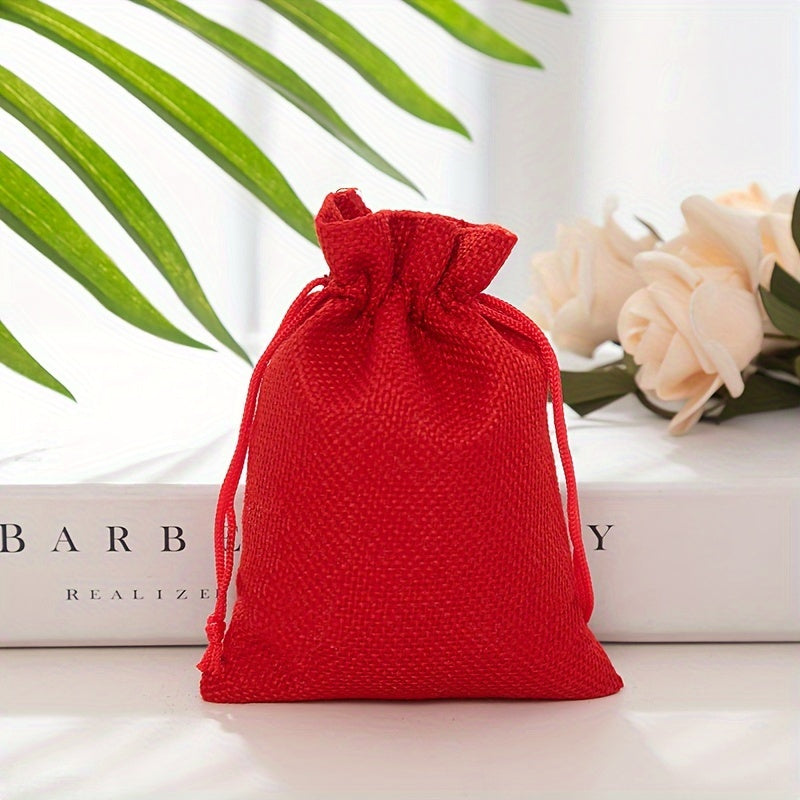 25 Coarse Linen Bags 10x14cm Drawstring Gift Bags
