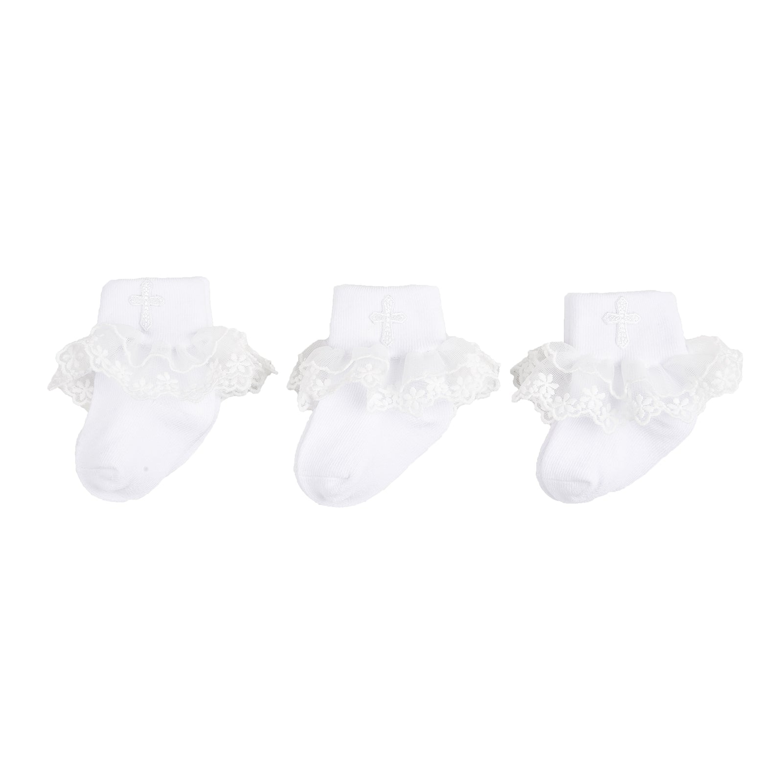 3 Pairs Baby Cross Embroidery Socks for Girls