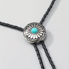 Leather Braided Necklace Vintage Cowboy Collar With Bow Tie For Men