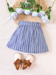 Toddler Girls Stripes Graphic Cotton Belted Skirt