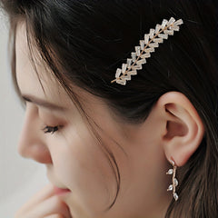 Leaf Shape Hair Clip Metal Side Clip Head Jewelry for Women Girls