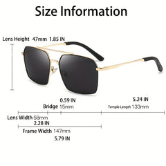 Men's Polarized Square Aviator Sunglasses Metal Frame UV Protection