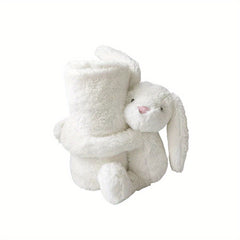 Fluffy Bunny Baby Stuffy Blanket Soother Office Bed Sofa Plane Blanket
