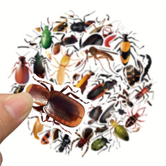 50pcs Insect Cartoon Phone Case Sticker PVC Waterproof Self adhesive Stickers