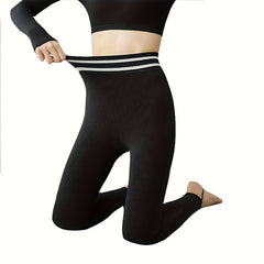 Striped Trample Feet Tights High Waist Elastic Slim Leggings Women's Stockings