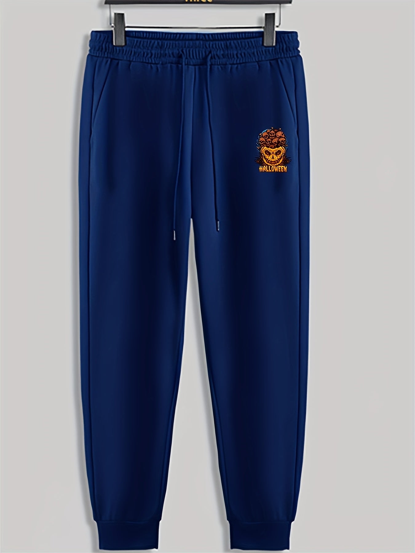 Halloween Pumpkin Print Men's Pants Drawstring Sweatpants Loose Casual Trousers