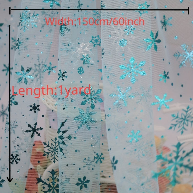 1 Yard Snowflake Tulle Rainbow Silvery Snow Star Fabric