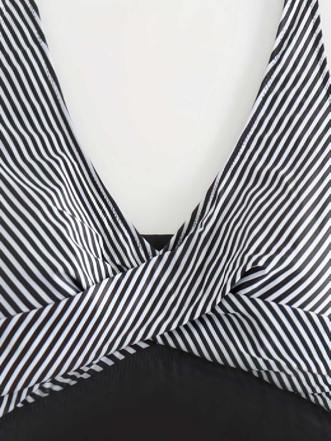 Colorblock Stripe Print Twist Front One Piece Ruched Tank Swimsuit