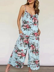 Floral Print Wide Leg Cami Jumpsuit