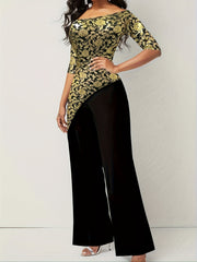 Floral Off Shoulder Jumpsuit Half Sleeve Casual Wear