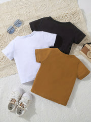 Baby V Neck T Shirts 3pcs Set Kids Comfy Casual Pullover Top