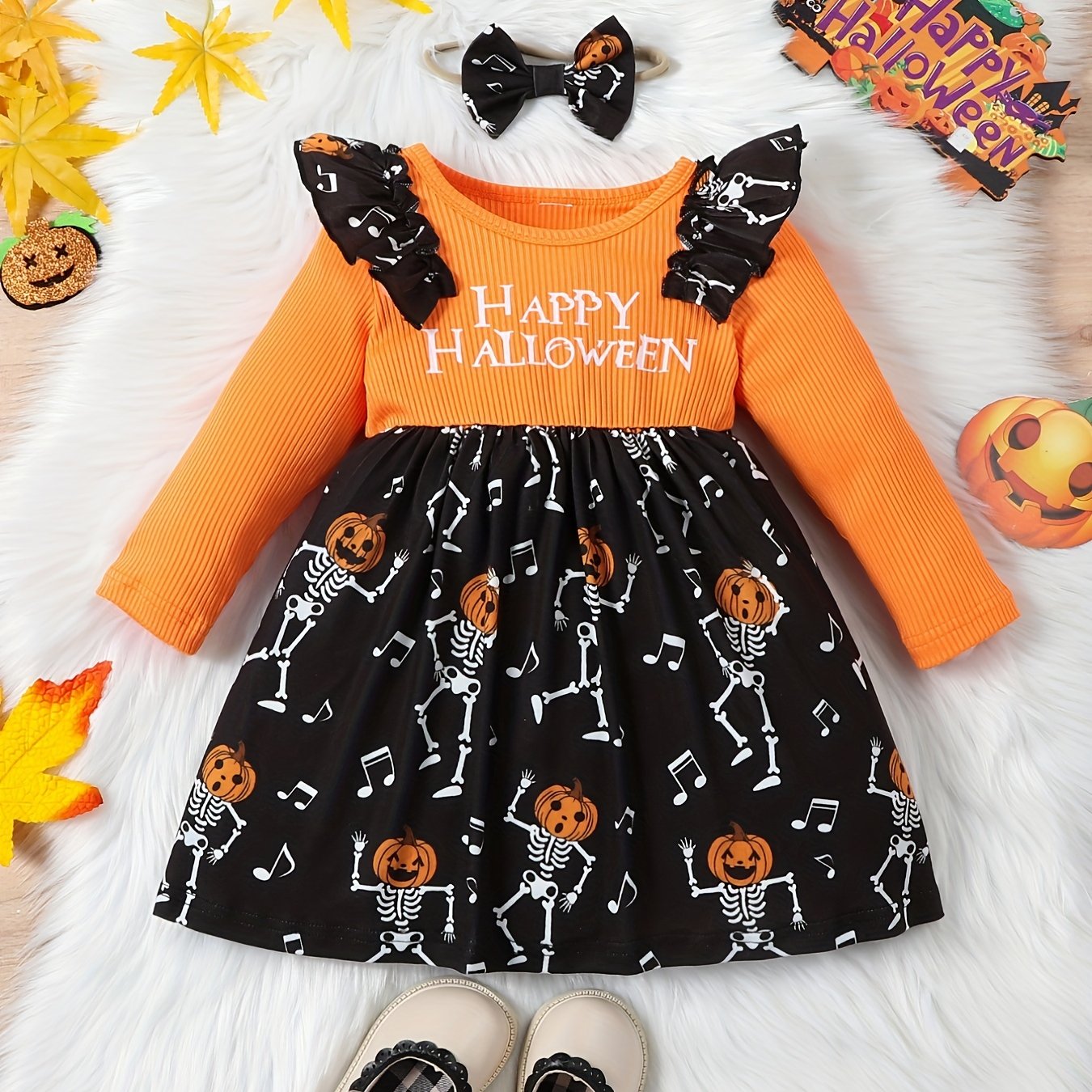 Baby Girls Halloween Dress Cartoon Stitching Dress