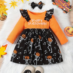 Baby Girls Halloween Dress Cartoon Stitching Dress