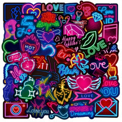 50Pcs Neon Lover Graffiti Stickers Waterproof DIY Toy