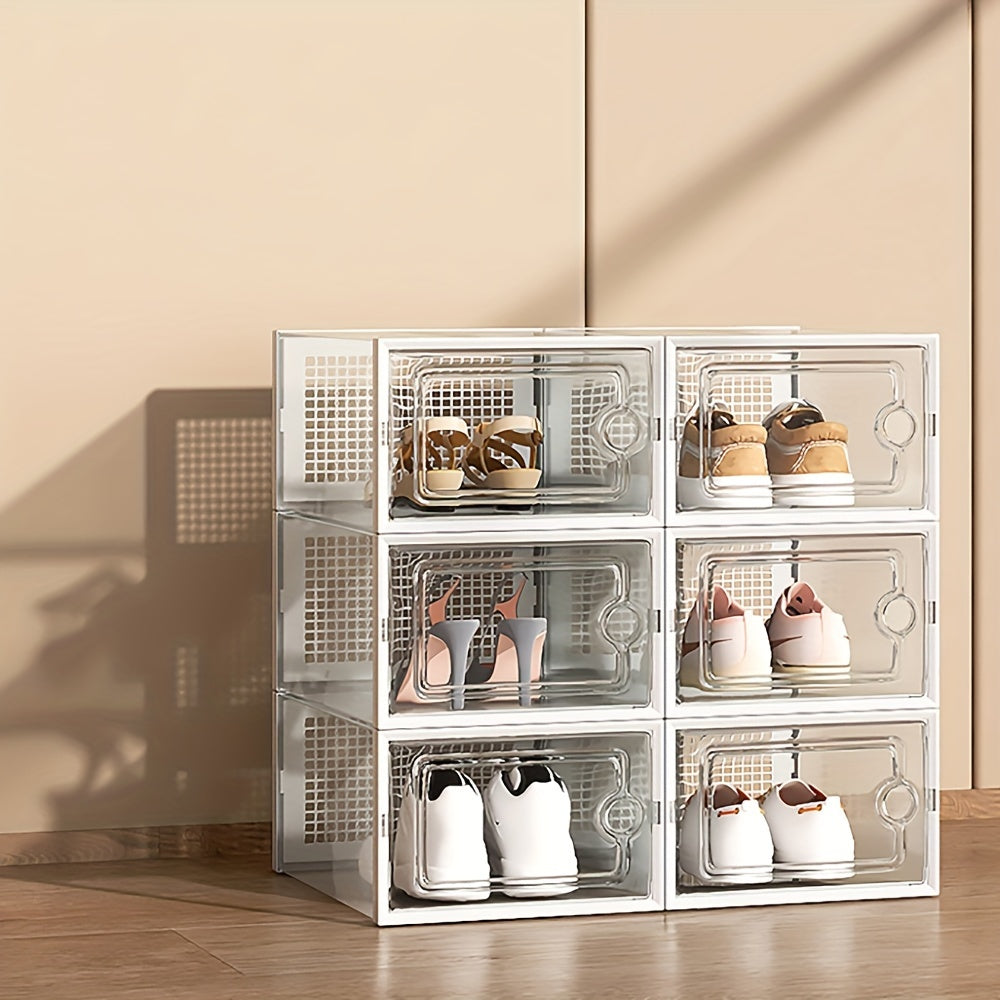 12pcs Transparent Shoe Box Organizers, Foldable Dustproof Storage Box