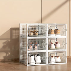 12pcs Transparent Shoe Box Organizers, Foldable Dustproof Storage Box