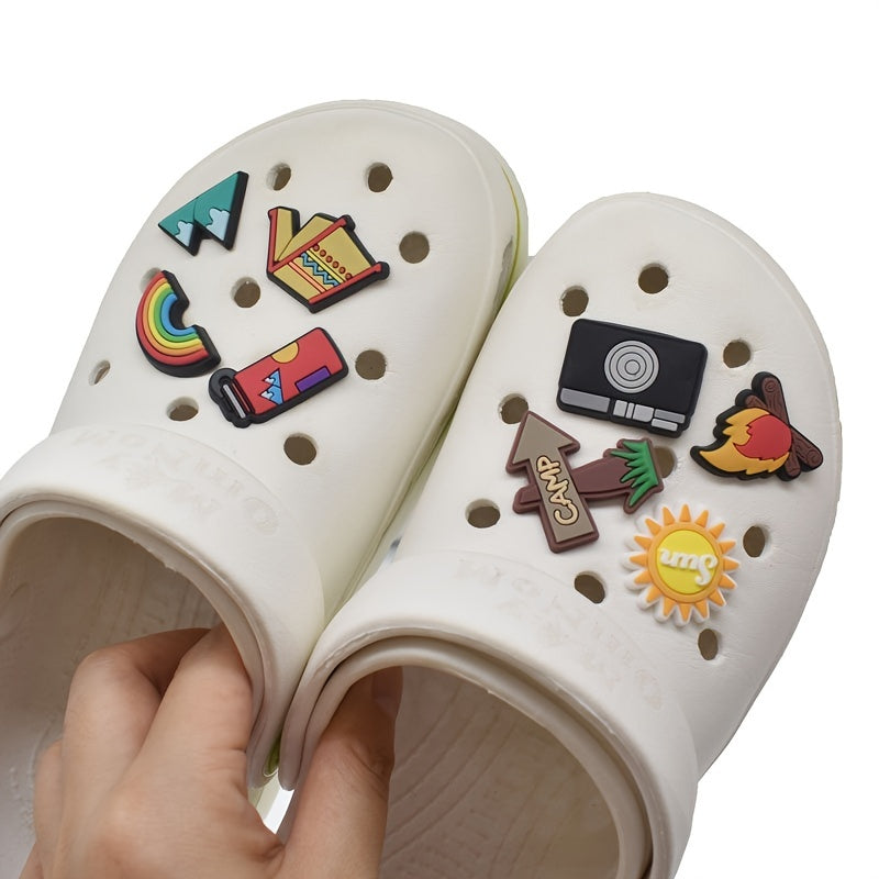 27pcs Camping Shoe Charms For Clogs Jibts Sandals PVC Shoe Decorations
