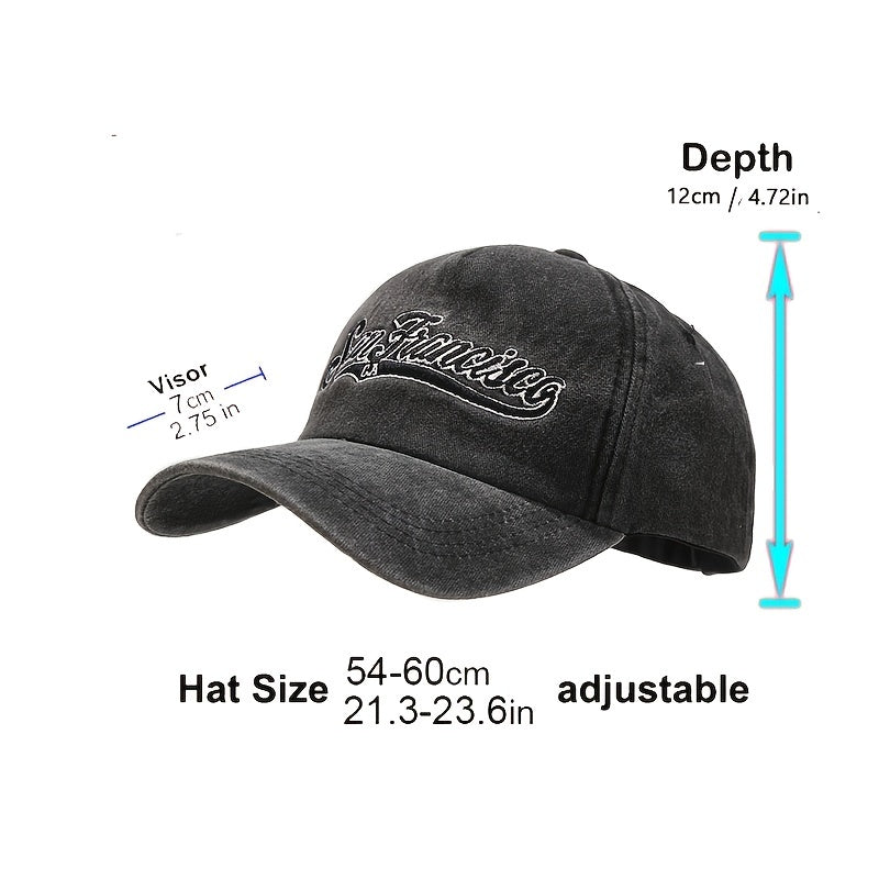 Alphabet Embroidery Washed Baseball Cap Outdoor Sunscreen Cap