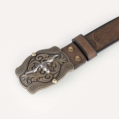 Embossed Leather Belt Vintage Casual Business Belt For Men