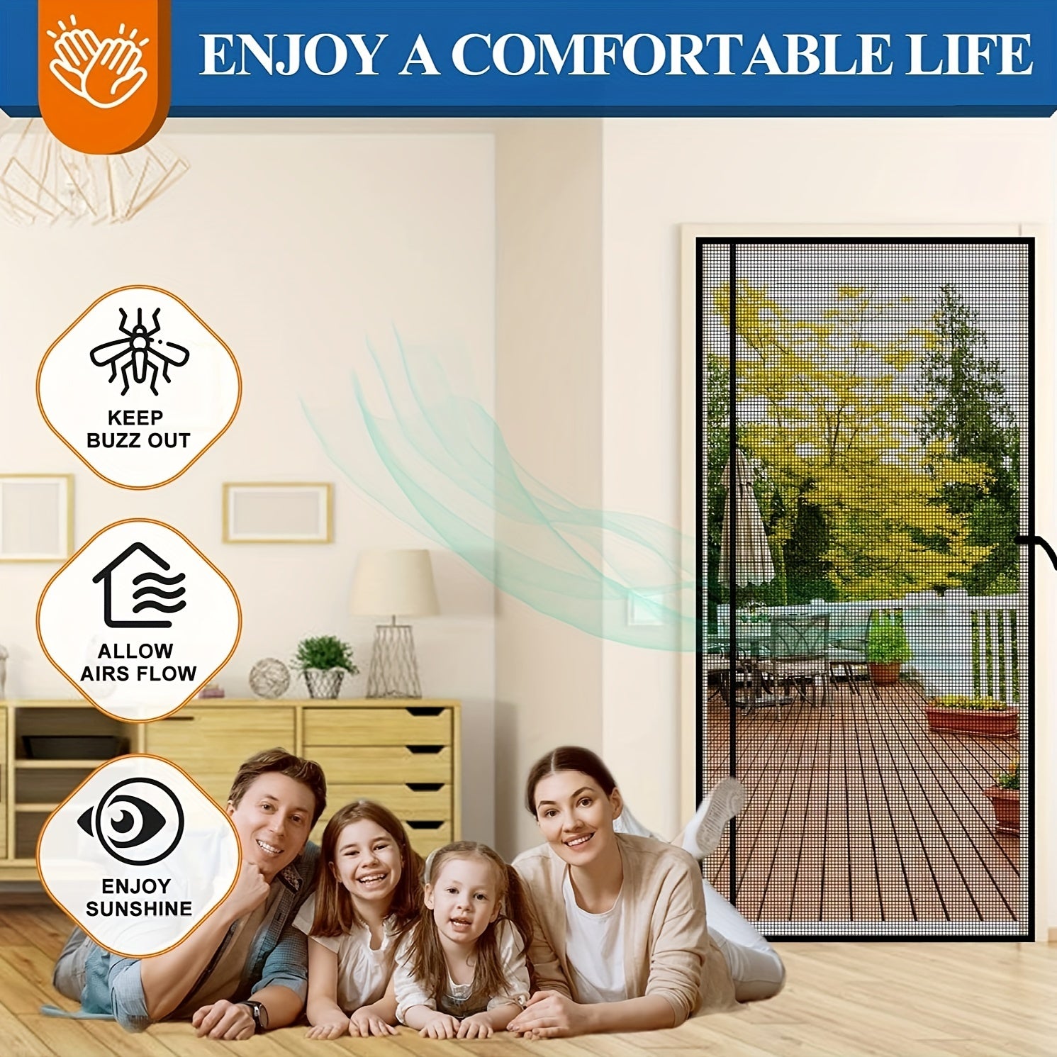 Magnetic Screen Door for Single Front Doors