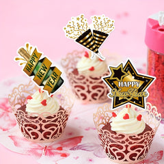 8pcs Year Cake Insert Flags Holiday Scene Decor Set