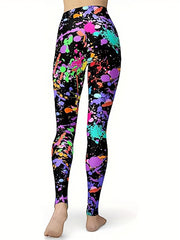 Splash Ink Print Leggings Casual Skinny Workout Leggings Women's Clothing