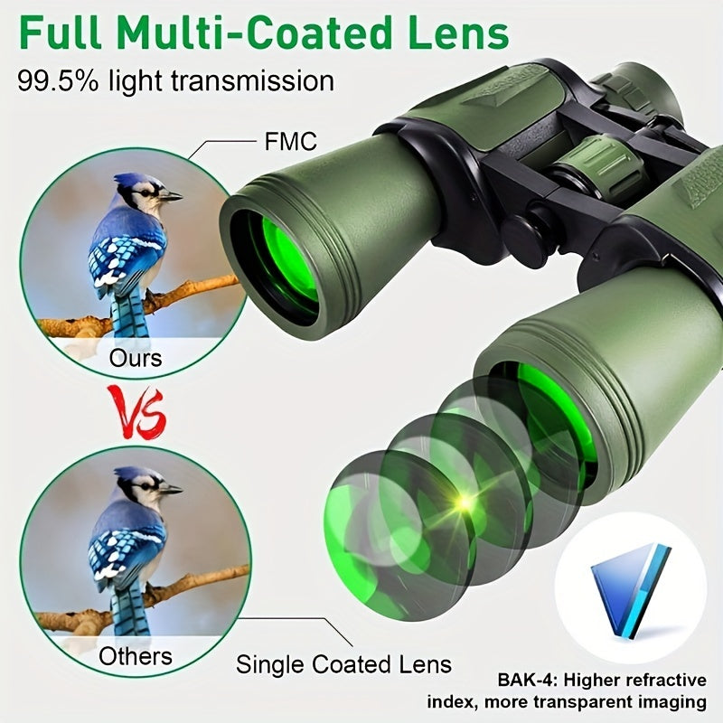 20x50 Binoculars BAK4 Prism Low Light Night Vision High Power Waterproof