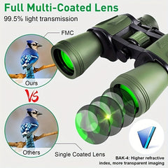20x50 Binoculars BAK4 Prism Low Light Night Vision High Power Waterproof