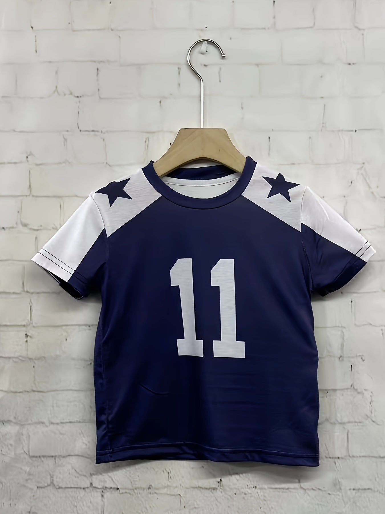 Boy's Short Sleeve T-Shirt with Jersey Print and Creative Pattern