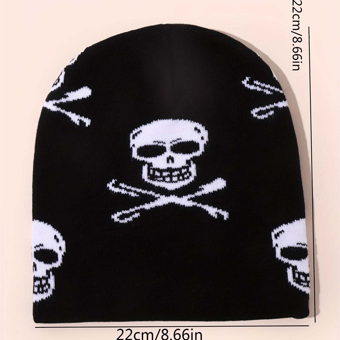 Hip Hop Skull Jacquard Beanie Y2K Knitted Hat Warm Cap