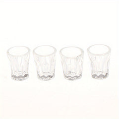 4pcs Mini Resin Transparent Cup Dollhouse Accessories Model