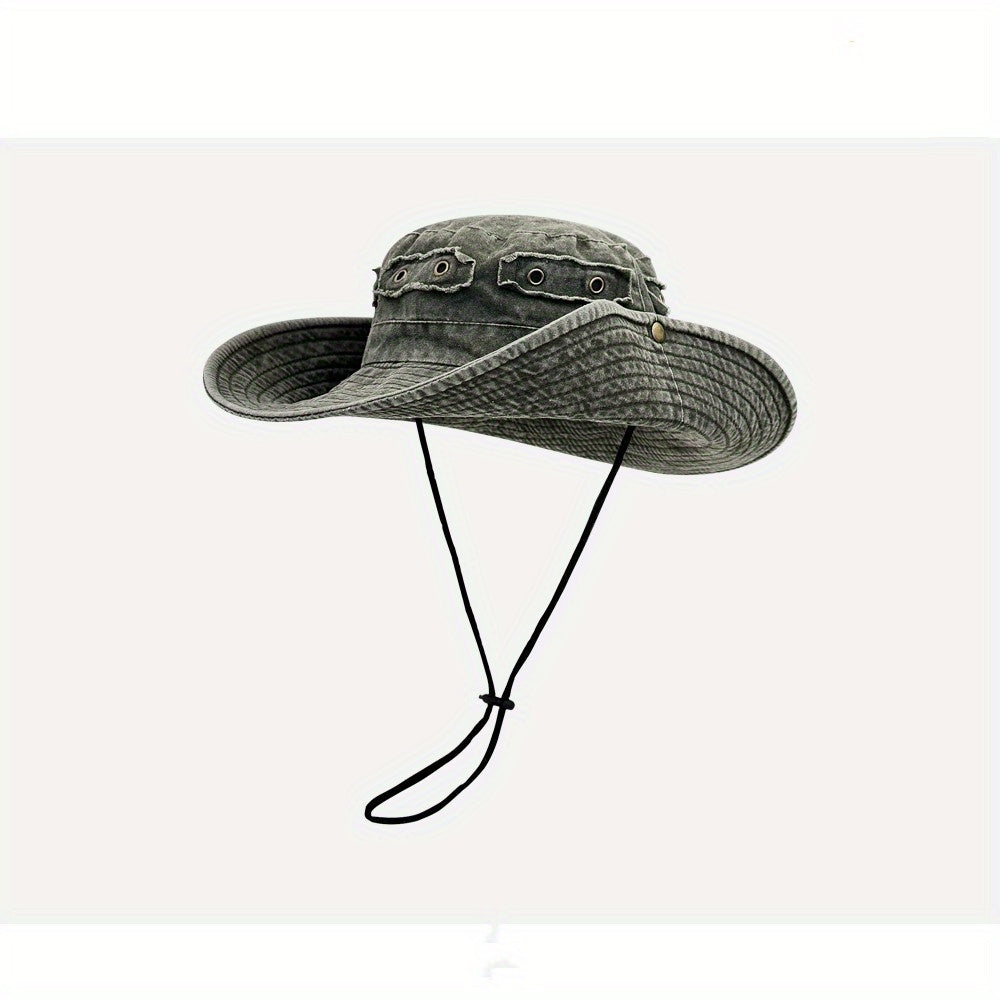 Vintage Washed Cowboy Fisherman Hat Summer Outdoor Big Brim Sun Protection Hat