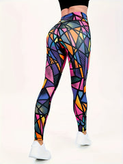 Geometric Print Yoga Pants Slim Fit High Waist Leggings