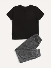 Boy's Casual Outfit Block T shirt & Trousers Set