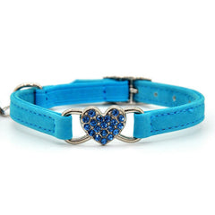 Stylish Rhinestone Heart Pet Collar with Bell - Safe and Adorable Accessory