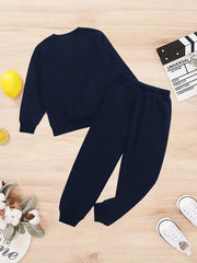 Kid's Dancing Skeleton Print Sweatshirt & Sweatpants Set