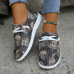 Leopard Pattern Shoes Casual Lace Up Loafers Lightweight Comfort