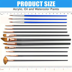 15 Pack Paint Brushes for Acrylic Canvas Watercolor - Art Supplies Set
