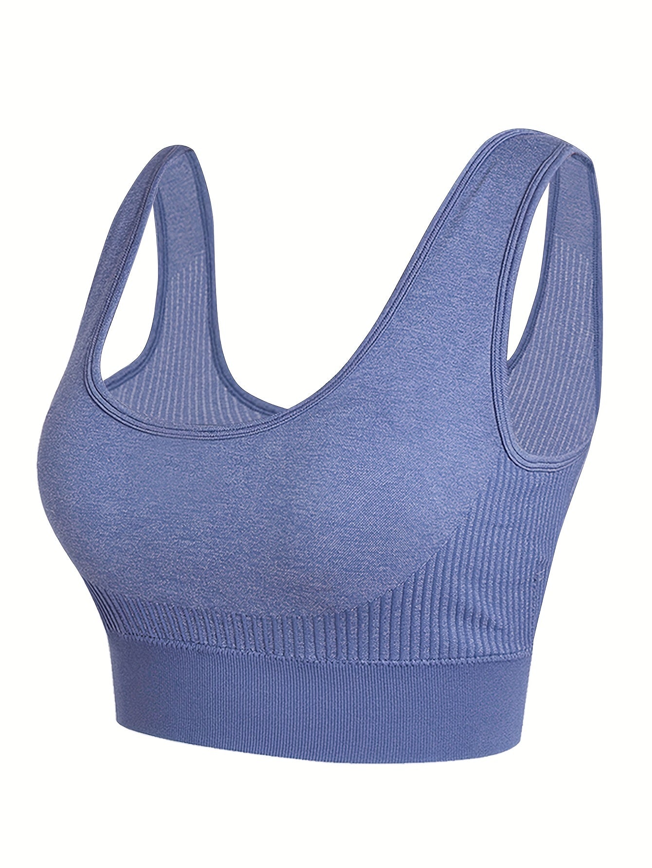 Plus Size Ribbed High Stretch Sports Bra