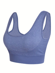 Plus Size Ribbed High Stretch Sports Bra