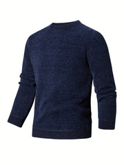 Men's Knitted Crew Neck Sweater for Fall Winter
