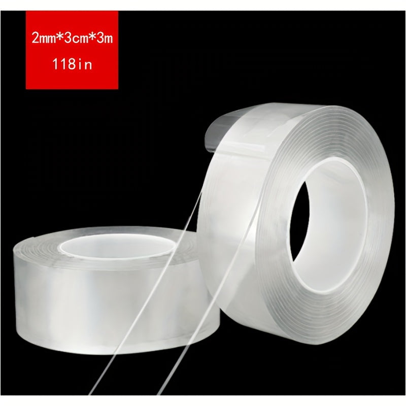 Nano Double-sided Tape 118in Long Transparent Waterproof Reusable Washable