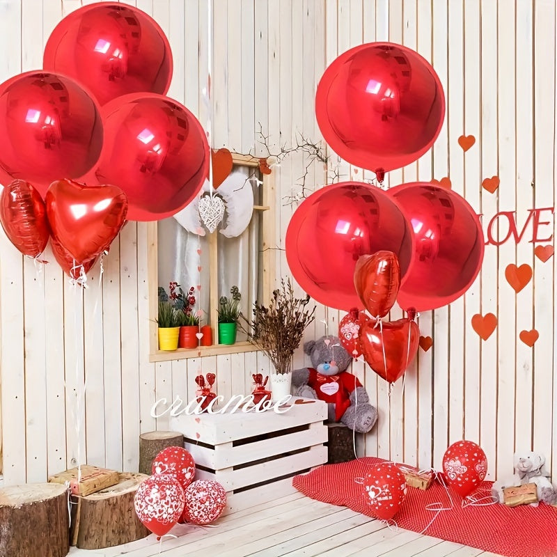 6pcs Red Metal Balloons for Year Christmas Wedding Decoration